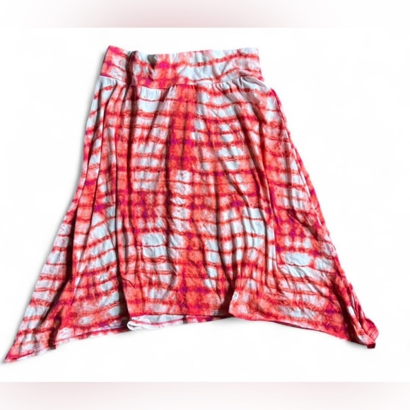 Joe Benbasset Red & White Tie-Dye Midi Skirt XL | Festival Rave Vacation Boho - Picture 1 of 3